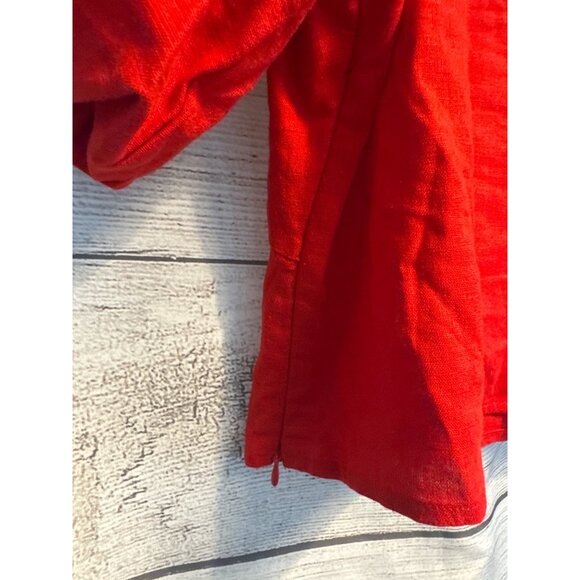 NWT DKNY Red Flame Linen Puff Sleeve Blouse Size S - Picture 4 of 4